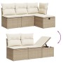 Set de sofás de jardín 11pzas con cojines ratán sintético beige