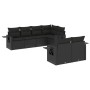 Set de comedor de jardín 7 pzas y cojines ratán sintético negro