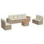 Set de sofás de jardín 9 pzas con cojines ratán sintético beige