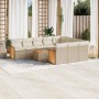 Set de sofás de jardín 11pzas con cojines ratán sintético beige