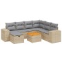Juego de sofás jardín con cojines beige mezcla 8 pzas ratán PE
