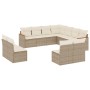 Set de sofás de jardín 11pzas con cojines ratán sintético beige