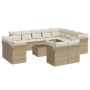 Set sofás de jardín con cojines 13 pzas ratán sintético beige