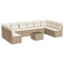 Set de sofás de jardín 11pzas con cojines ratán sintético beige