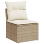 Set de sofás de jardín y cojines 14 pzas ratán sintético beige