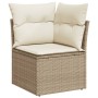Set de sofás de jardín y cojines 14 pzas ratán sintético beige
