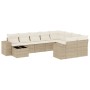 Juego de sofás jardín con cojines beige 10 pzas ratán sintético