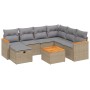 Juego de sofás jardín con cojines beige mezcla 8 pzas ratán PE