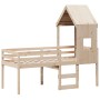Cama alta con techo madera maciza de pino 90x200 cm