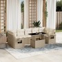 Set de sofás de jardín y cojines 8 piezas ratán sintético beige