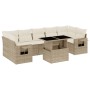 Set de sofás de jardín y cojines 8 piezas ratán sintético beige