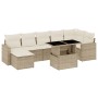 Set de sofás de jardín y cojines 8 piezas ratán sintético beige