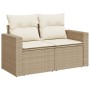 Set de sofás de jardín y cojines 8 piezas ratán sintético beige