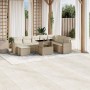 Set de sofás de jardín 9 pzas con cojines ratán sintético beige