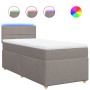 Cama box spring con colchón tela gris taupe 80x200 cm