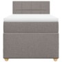 Cama box spring con colchón tela gris taupe 80x200 cm
