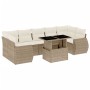 Set de sofás de jardín y cojines 8 piezas ratán sintético beige