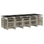 Set comedor jardín y cojines 15 pzas ratán sintético gris claro