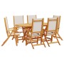Juego comedor de jardín 7 pzas madera maciza acacia y textileno
