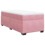 Cama box spring con colchón terciopelo rosa 100x200 cm