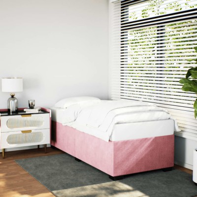Estructura de cama sin colchón terciopelo rosa 90x190 cm