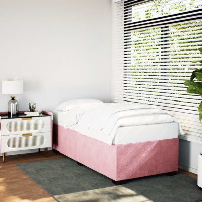 Estructura de cama sin colchón terciopelo rosa 90x200 cm