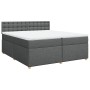 Cama box spring con colchón tela gris oscuro 200x200 cm