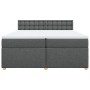 Cama box spring con colchón tela gris oscuro 200x200 cm