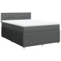 Cama box spring con colchón tela gris oscuro 140x190 cm