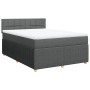 Cama box spring con colchón tela gris oscuro 160x200 cm