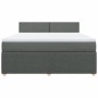Cama box spring con colchón tela gris oscuro 180x200 cm