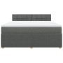 Cama box spring con colchón tela gris oscuro 180x200 cm