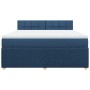 Cama box spring con colchón tela azul 180x200 cm