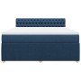 Cama box spring con colchón tela azul 180x200 cm