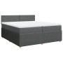 Cama box spring con colchón tela gris oscuro 200x200 cm