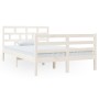 Estructura cama doble pequeña madera maciza blanco 120x190 cm