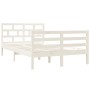 Estructura cama doble pequeña madera maciza blanco 120x190 cm