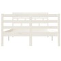Estructura cama doble pequeña madera maciza blanco 120x190 cm
