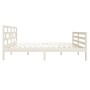 Estructura cama doble pequeña madera maciza blanco 120x190 cm