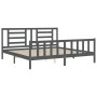 Estructura de cama con cabecero madera maciza gris 200x200 cm