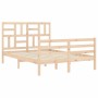 Estructura de cama de matrimonio con cabecero madera maciza