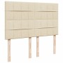 Cama box spring con colchón tela color crema 140x190 cm