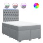Cama box spring con colchón tela gris claro 120x190 cm