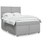 Cama box spring con colchón tela gris claro 140x190 cm
