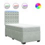 Cama box spring con colchón terciopelo gris claro 100x200 cm
