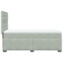 Cama box spring con colchón terciopelo gris claro 100x200 cm