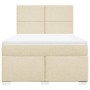 Cama box spring con colchón tela color crema 140x190 cm