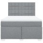Cama box spring con colchón tela gris claro 140x190 cm