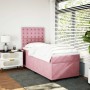 Cama box spring con colchón terciopelo rosa 90x200 cm