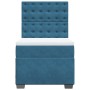 Cama box spring con colchón terciopelo azul 100x200 cm